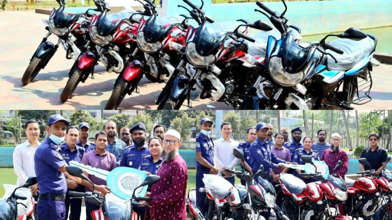 চাঁদপুরে ৫ থানায় জেলা পুলিশের মোটরসাইকেল বিতরণ
